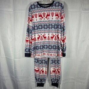 PatPat Gingerbread Pajamas Size M Red White Long Sleeve Shirt Joggers w/Socks